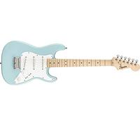 Squier by Fender Mini Strat Beginner Electric Guitar, Daphne Blue | 3/4 size kids electric guitar, ideal for beginners, FSR limited edition, Daphne Blue finish, compact & lightweight
