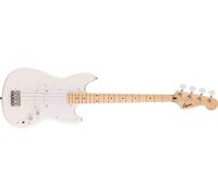 Squier by Fender Sonic Bronco Short Scale Bass Guitar, Arctic White | 4-string short scale beginner bass, lightweight body, Maple neck, single-coil pickup, great starter bass under Â£300