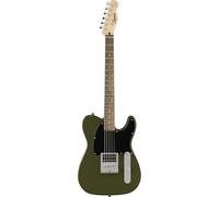 Squier by Fender Sonic Esquire H Electric Guitar, Laurel, Olive | Beginner electric guitar, single humbucker, laurel fingerboard, black pickguard, Sonic series body, olive finish