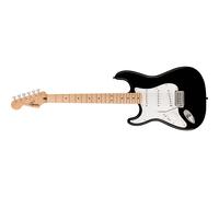Squier by Fender Sonic Stratocaster Electric Guitar, Left-Handed, Maple Fingerboard, White Pickguard, Black, Comes with Free Virtual Lessons