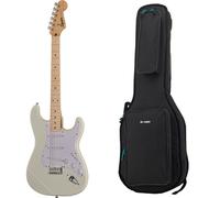 Squier by Fender Sonic Stratocaster HT Electric Guitar, Maple Fingerboard, White Pickguard, Arctic White, Comes with Free Virtual Lessons