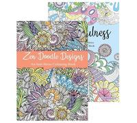 Squiggle A4 Adult Colouring Books, Set of 2, Mindfulness & Zen Doodle Designs, Anti-Stress Colouring