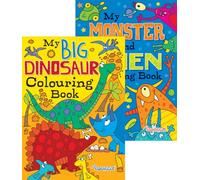 Squiggle A4 Kids Colouring Book Set - Alien, Monster & Dinosaur, Set of 2