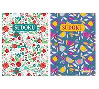 Squiggle A5 Floral Sudoku Travel Size 128pg Puzzle Books - Set of 2
