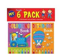 Squiggle A6 Mini Colouring & Activity Travel Sized Book Set - Pack of 6