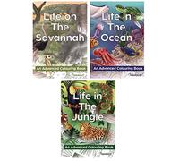 Squiggle Advanced A4 Colouring Books, Savannah, Jungle & Ocean - Set of 3