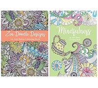 Squiggle Anti-Stress Adult Colouring Books, Mindfulness & Zen Doodle Designs - Set of 2 White