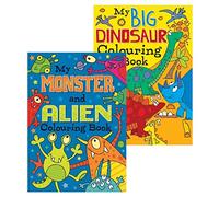 Squiggle - Boys A4 My Monster/Alien & Big Dinosaur Colouring Books - Set of 2