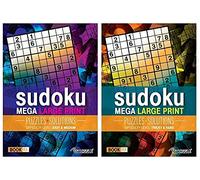 Squiggle Glossy A4 Mega Large Print Sudoku Puzzles, Assorted Difficulties - Set of 2