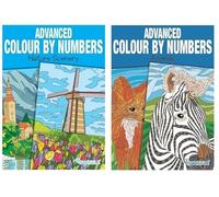 Squiggle P2249 Advanced Colour by Numbers A4 Animals & Nature Scenery Books - Set of 2