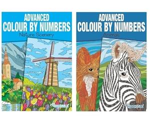 Squiggle P2249 Advanced Colour by Numbers A4 Animals & Nature Scenery Books - Set of 2