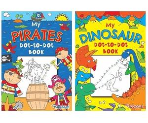 Squiggle P2257 My Dinosaur & Pirates A4 Dot to Dot Colouring Books - Set of 2