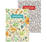 Squiggle Pocket Floral Crossword Challenge Books - 110 Puzzles per Book, Set of 2