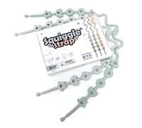 Squiggle Strap® Silicone Toy Strap 2pcs Antimicrobial Food Grade Platinum-Cured LFGB Silicone. for Strollers, High Chair, Car Seat & Baby Gym. Teether & Sippy Cup Strap (Ether Blue + Cool Grey)