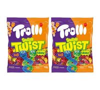Squiggle Twist Worms, Sweet & Sour Gummy Sweets Duo Sensation, 3 Mixed Friuty Flavours 150g - 2x Share Bags