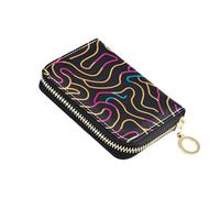 Squiggly Line leather wallet for card with Cion Purse RFID Blocking card holder with zipper