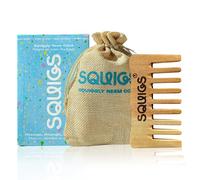 Squigs Squiggly Neem Comb: Ayurvedic Wooden Wide-Tooth Comb for Scalp Massage, Hair Detangling & Oil Distribution to Promote Hair Growth - Handcrafted, Pure Neem Wood