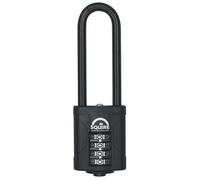 Squire Combination Padlock CP40/2.5 - 40mm Long Shackle Combination Padlock (Black) - Re-Codable 4-Digit Push Button Lock - Ideal for Gates & La