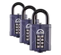 Squire Combination Padlock (CP40) - 40mm Wide Combination Padlock (Blue) - Tough Steel Shackle - Alloy Steel for Corrosion Resistance - Weatherproof Lock, Ideal for Gates & Garden Sheds (Pack of 3)