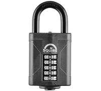 Squire Combination Padlock CP60 - 60mm 5-Wheel Combination Padlock (Black) - Re-Codable Push Button Lock - Ideal for Site Lockers