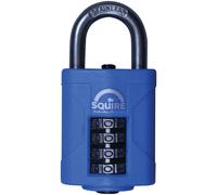 Squire Padlock CP40S - Heavy Duty 4-Wheel Combo, Stainless Steel, Weatherproof - Marine Blue 40mm