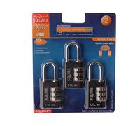 Squire CTL30TR 30mm Recodable Combination Padlock (Pack of 3) - Black