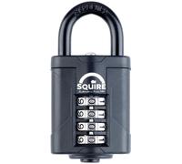 Squire Heavy Duty Padlock (CP40BLACK) - Toughest Steel Shackle - 4 Wheel 40mm Wide Combination Padlock (Black) - Alloy Steel for Corrosion Resistance - Weatherproof Lock for Home, School & Garage
