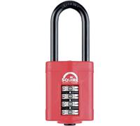 Squire Heavy Duty Padlock (CP50/2.5) - Toughest Steel 2.5" Long Shackle - 4 Wheel 50mm Wide Combination Padlock(Red)- Alloy Steel for Corrosion Resistance Weatherproof Lock for Home, School & Garage