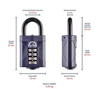 Squire Heavy Duty Padlock CP50 Toughest Steel Shackle 4 Wheel Combin