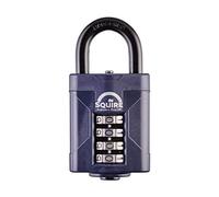 Squire Heavy Duty Padlock (CP50) - Toughest Steel Shackle - 4 Wheel Combination Padlock - Alloy Steel for Corrosion Resistance - Weatherproof Lock for Home, School & Garage (Blue, 50 mm)