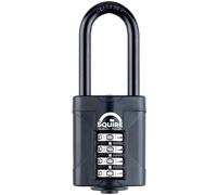 Squire Heavy Duty Padlock (CP50BLACK/2.5)-Toughest Steel 2.5 Extra Long Shackle-4 Wheel 50mm Wide Combination Padlock (Black)-Alloy Steel for Corrosion Resistance-Weatherproof