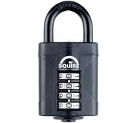 Squire Heavy Duty Padlock (CP50BLACK) - Toughest Steel Shackle - 4 Wheel 50mm Wide Combination Padlock (Black) - Alloy Steel for Corrosion Resistance - Weatherproof Lock for Home, School & Garage