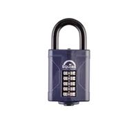 Squire Heavy Duty Padlock (CP60) - Toughest Steel Shackle - 5 Wheel Combination Padlock - Alloy Steel for Corrosion Resistance - Weatherproof Lock for Home, School & Garage (Blue, 60mm)
