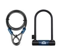 Squire Locks Nevis 230/10C D-Lock Cycle Lock & Cable Set - High Security Bike Lock - 230 mm Vertical & 115 mm Horizontal Shackle Clearance - 1800 mm Cable - Incl. 2 Keys - Sold Secure Bicycle Gold