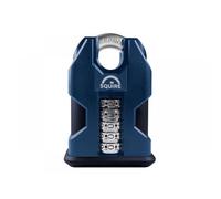 Henry Squire Stronghold 5 Wheel Closed Shackle Combi Hardened Steel Padlock with Weather Cover