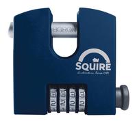 Squire Heavy Duty Padlock (SHCB65) Toughest Rotating Shackle - 4 Wheel Combination Block Padlock - Alloy Steel for Corrosion Resistance - Weatherproof Lock for Home & Shed (Blue, 65 mm)