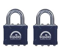 Squire Padlock 35T Henry Stronglock – Open Shackle, Double Locking, Keyed – Twin Pack, Blue