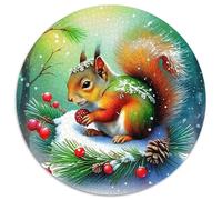 Squirrel 1000 Pieces Jigsaws Stress Reliever Difficult Challenge for Adults & Kids Challenging Round Puzzles Home Decor Gifts (67.5x67.5cm)