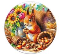 Squirrel 1000 Pieces Jigsaws Stress Reliever Difficult Challenge for Adults & Kids Unique Challenge Game Cute Animals Round Puzzles Home Decor Gifts (67.5x67.5cm)