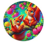 Squirrel 1000 Pieces Jigsaws Stress Reliever Difficult Challenge for Adults & Kids Unique Challenge Game Cute Animals Round Home Decor Gifts (67.5x67.5cm)