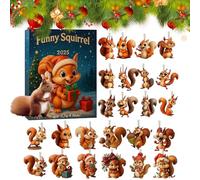 Squirrel Advent 2025 Calendar, 2D Acrylic Creative Squirrels Pendant for ChristmasTree, 24 Days Countdown Calendar with Collectible Cute Squirrel Ornaments, Gif-t for Animal Lovers