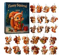 Squirrel Advent Calendars 2025, 24 Days Squirrel Ornament Christmas Countdown Calendar, Funny Squirrels Pendant Advent Calendars, Cute Squirrels Figure Christmas Tree Decoration Countdown Calendar