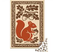 Squirrel And Acorns Decorative Illustration 1000-Piece Puzzle for Adults, 70x50cm/1000pcs, White Pieces with A Smooth Surface; to Finish in A Few Relaxed Sessions