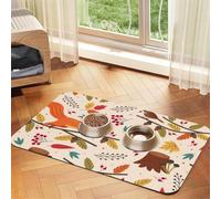 Squirrel And Autumn,Waterproof Pet Feeding Mat,PU Leather Placemats for Cat Dog Water Bowl,Food Mats,30x45cm