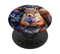 Squirrel and Flowers Cute Animal Trendy Artistic Nature PopSockets Adhesive PopGrip