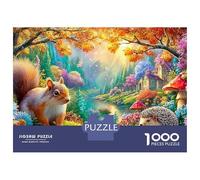 Squirrel And Hedgehog by A River 1000-Piece Jigsaw Puzzle Dream Forest Squirrel Educational Toy for Kids Age 12+ & Adults 70x50cm/1000pcs