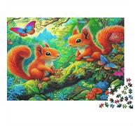 Squirrel And Skunk Sharing Pinecones in Forest 1000 Pc Sturdy Cardboard Classic Jigsaw Puzzle for Adults & Kids 12+, Stress Relief Puzzle, Decompression & Wall Decor, Ultimate Relaxation Gift 52x38cm