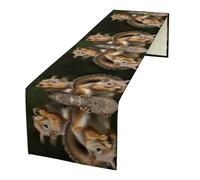 Squirrel Animal Linen Table Runner 72 Inches Long Farmhouse Table Runners Dining Table Dresser Runner Scarves Tabletop Decoration for Kitchen Home Party Holiday