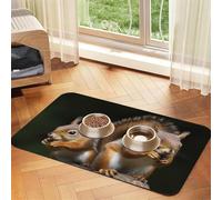 Squirrel Animal Pet Feeding Mat Absorbent Pu Leather Dog Cat Food Mats Contain Spills Protects Floors, Anti-Slip Rubber Backing Dog Bowl Mats Easy Clean Pet Placemats 30x45cm