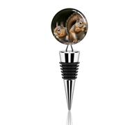 Squirrel Animal Wine Stopper Zinc Alloy Beverage Bottle Stopper Reusable Leak Proof Wine Cork Cute Champagne Saver Decorative Bottle Sealer Plug Gift for Men Women